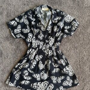 Anthropologie Tobie Exquise Black and White Butterfly Dress XS